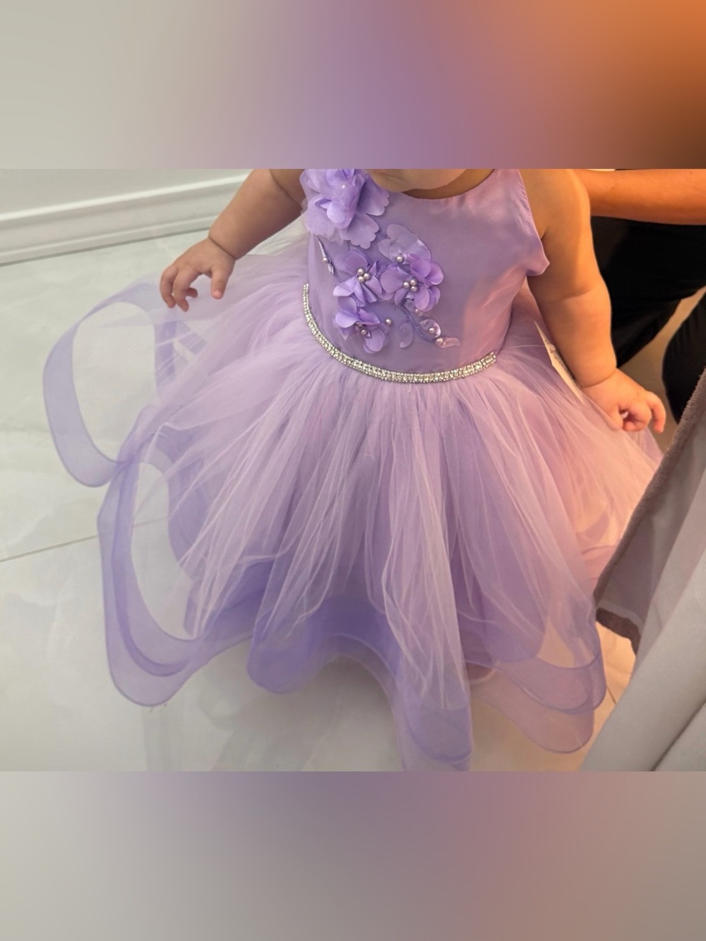 Berenice’s Kids Lilac Floral Tulle Party Dress for Girls